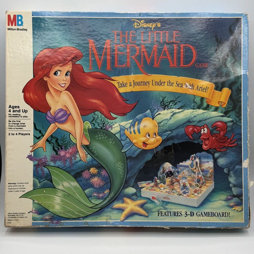 VINTAGE Disney The Little Mermaid 3D Board Game COMPLETE Milton Bradley Ariel